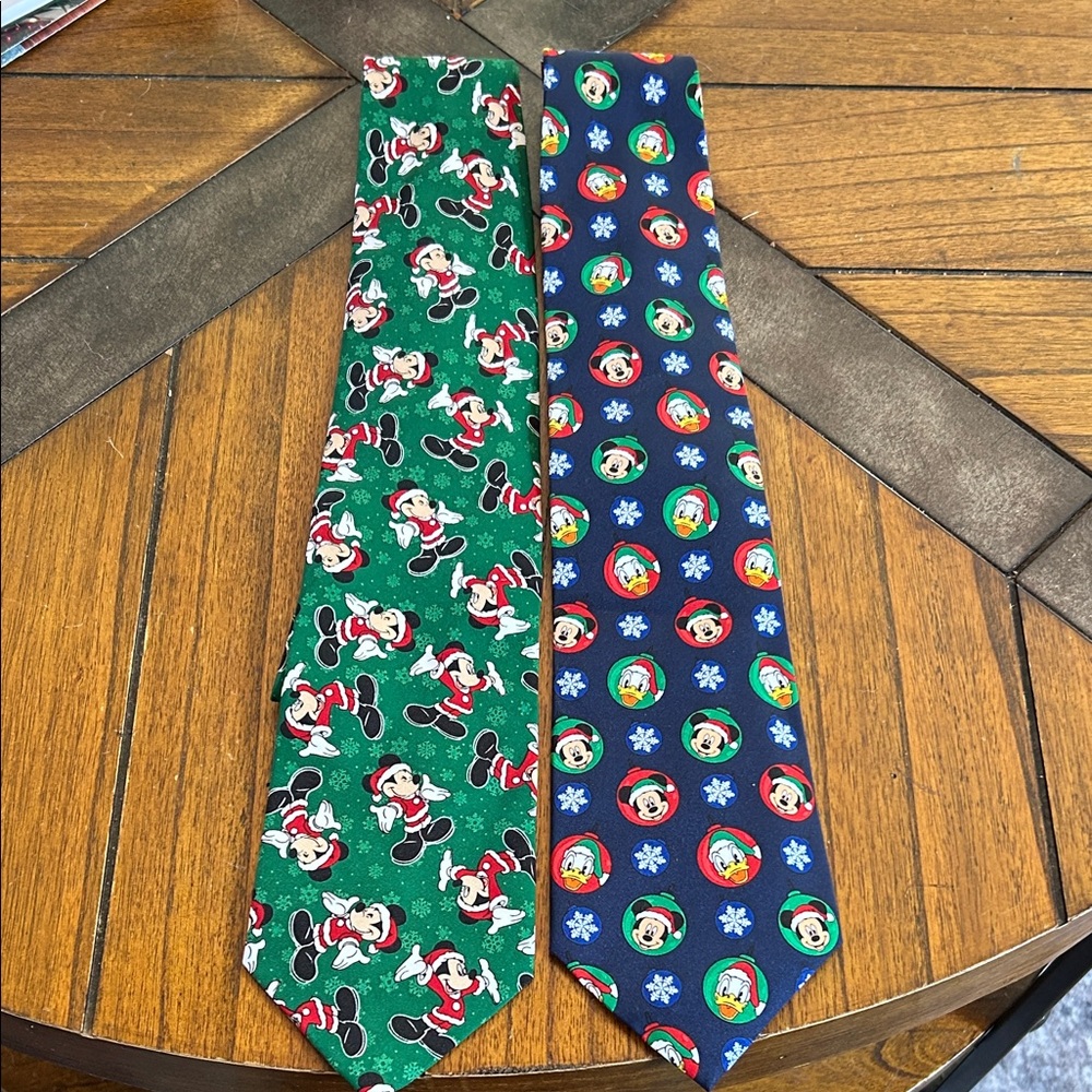 2 Vintage Disney holiday ties Mickey Mouse and Donald Duck